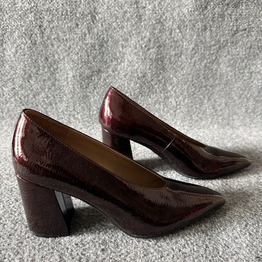 Naturalizer Perry Burgundy Pump Shoe 8.5M Patent Leather Slip-On Block Heel